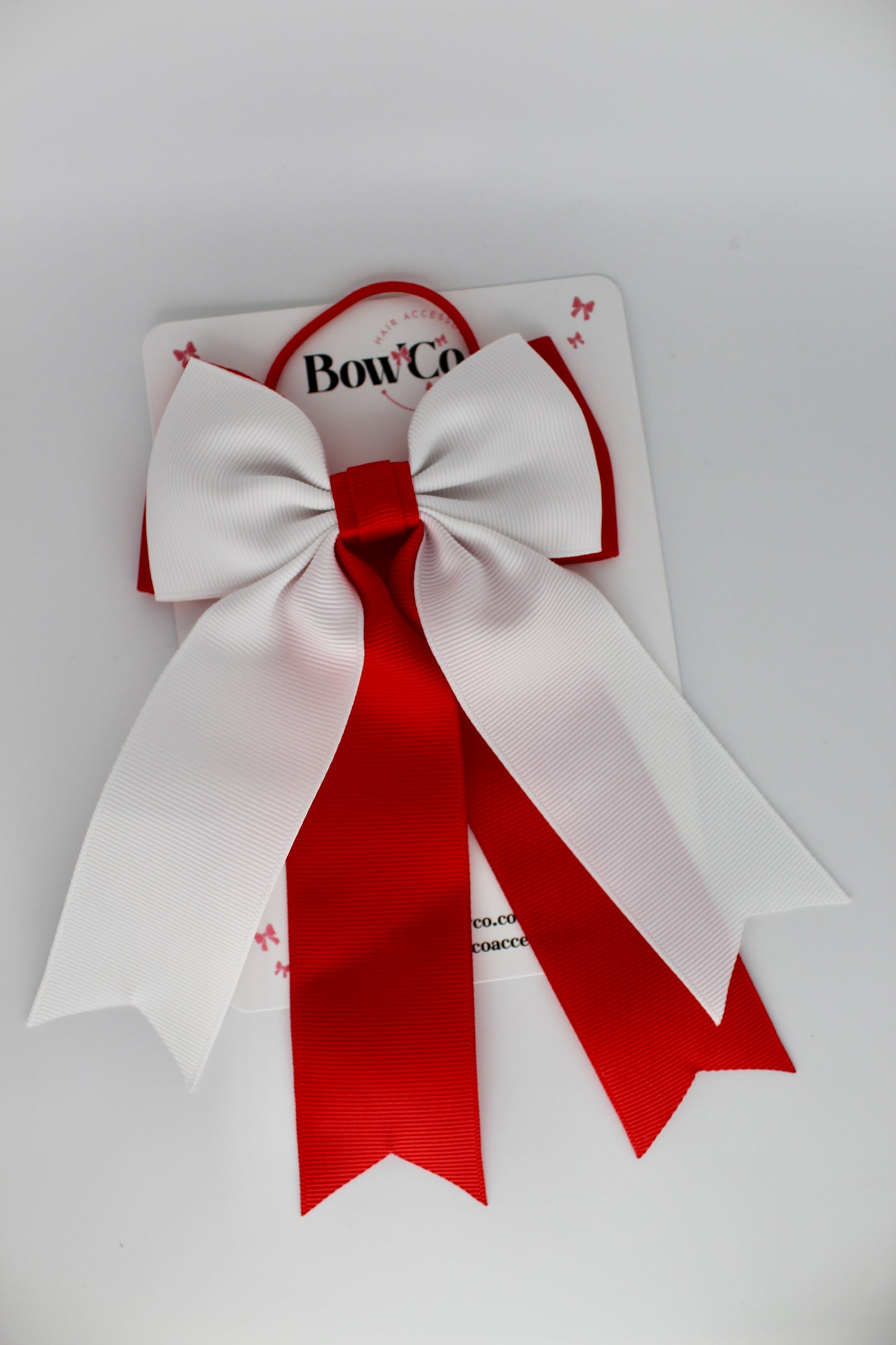 Classic Tail Bow - Elastic - Red and White