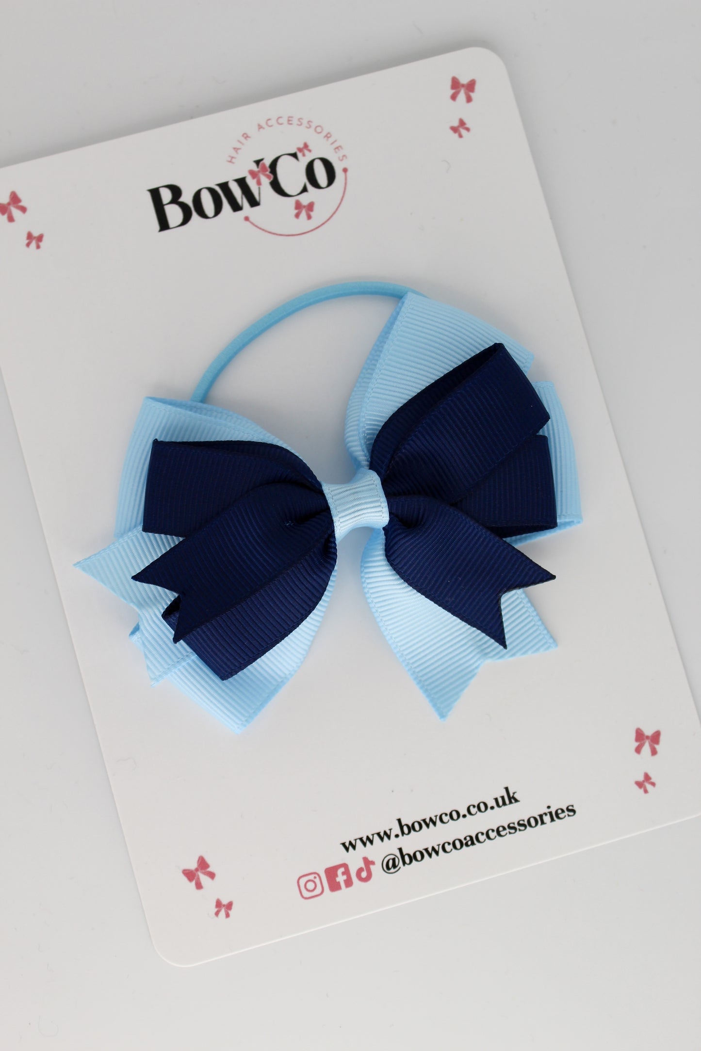 Navy and Blue Topaz - Double Tail Bow - Elastic