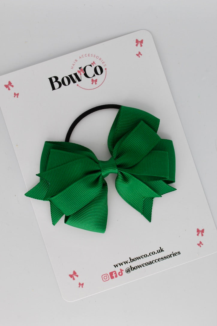 3 Inch Double Tail Bow - Elastic - Forest Green