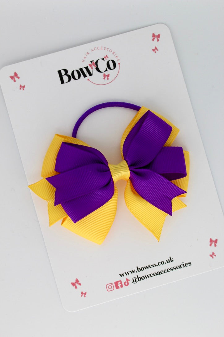 Purple and Yellow Gold - Double Tail Bow - Elastic