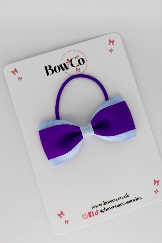 3 Inch Tuxedo Bow - Elastic - Purple and Bluebell