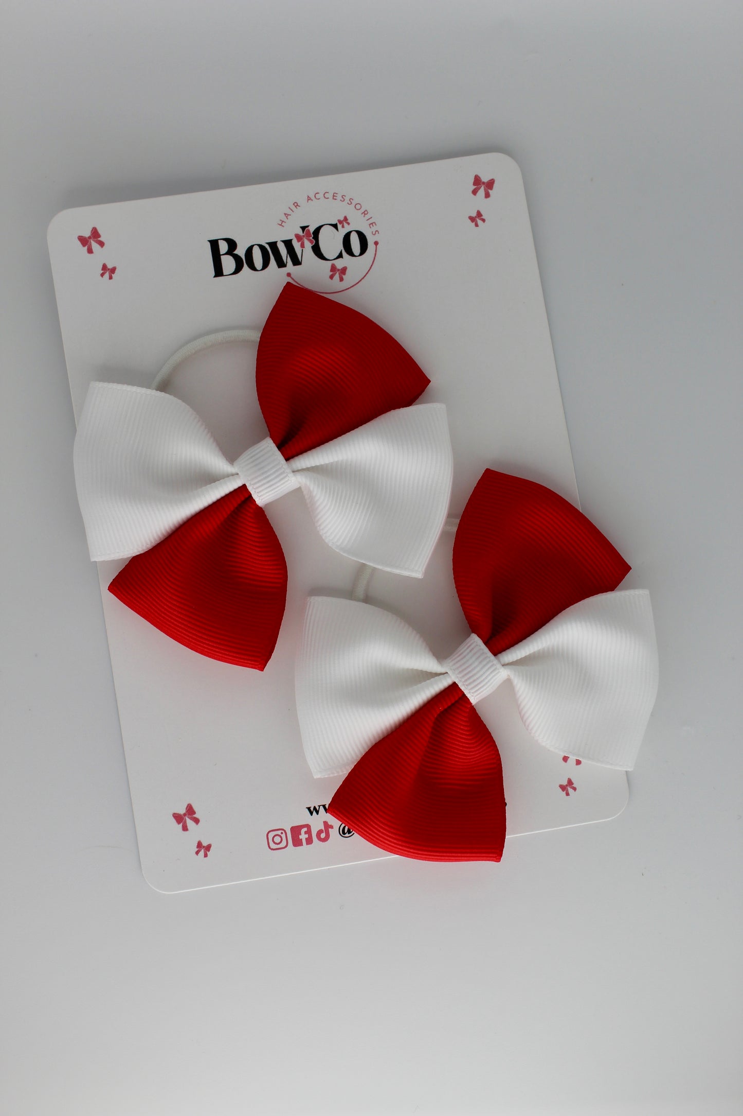 Twist Bow Set - Elastic - Red and White