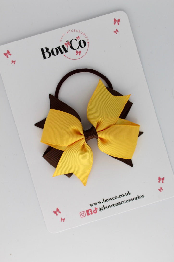 Brown and Yellow Gold - Layer Tail Bow - Elastic