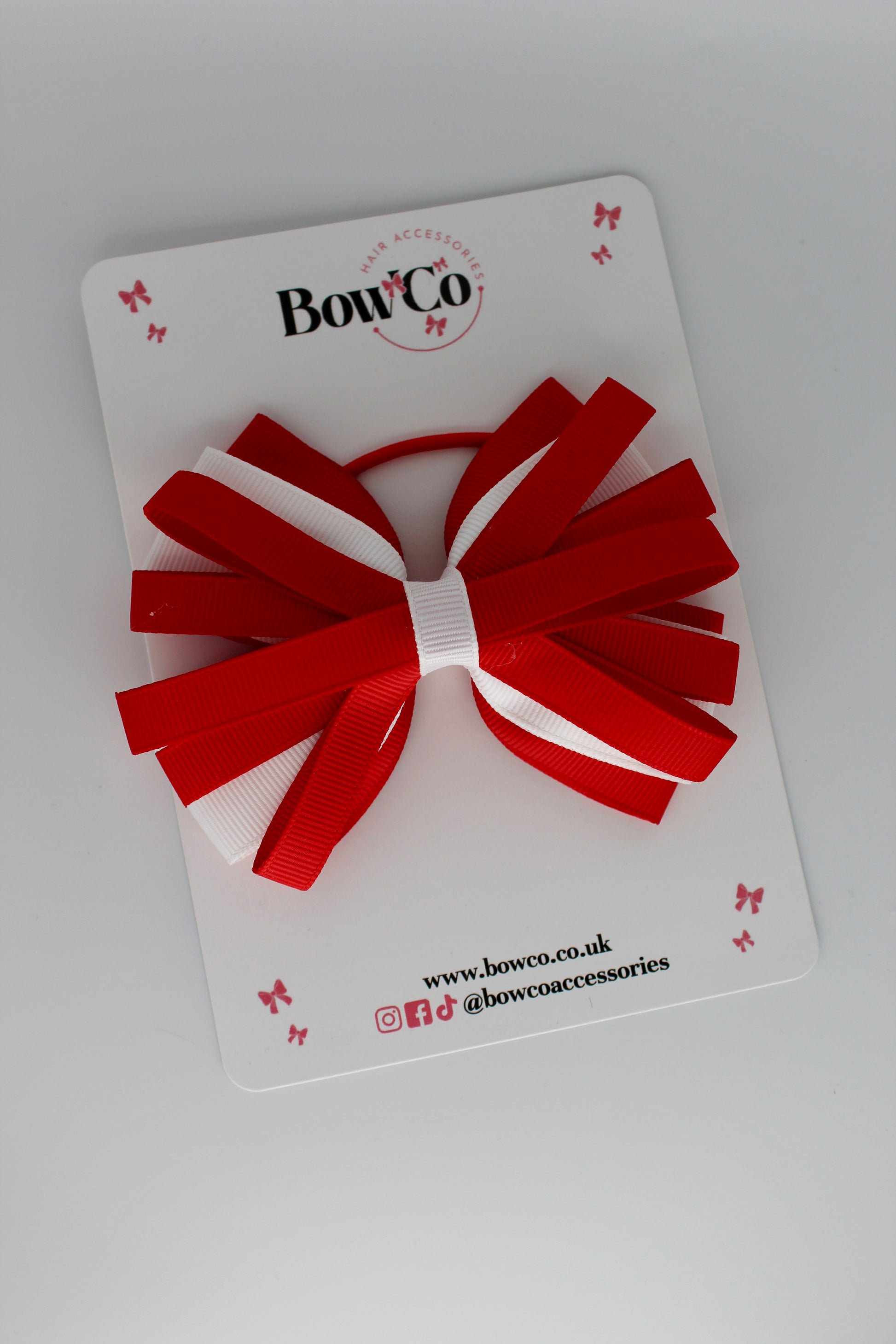 Spiral Bow - Clip - Red and White