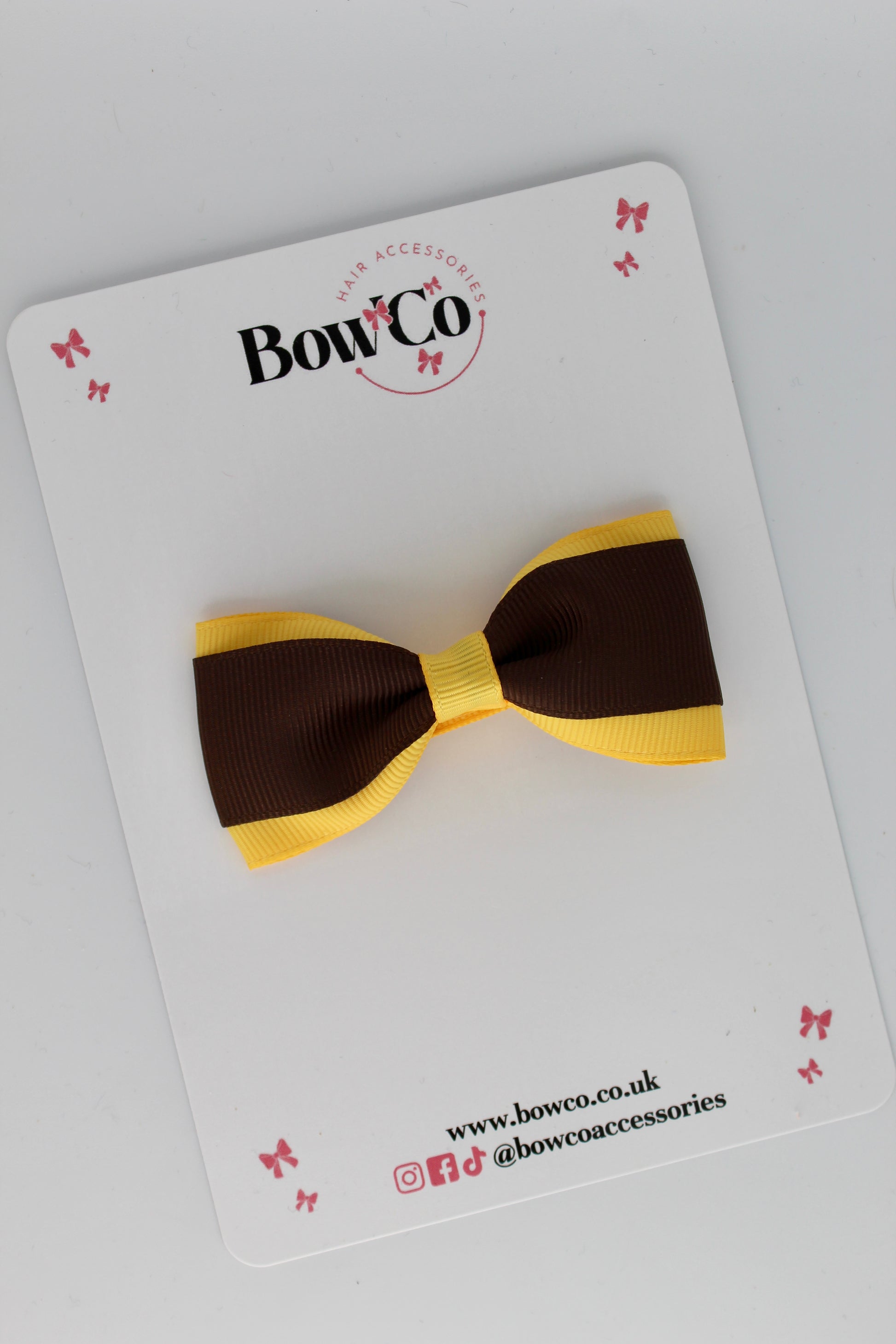 Tuxedo Bow - Clip - Brown and Yellow Gold