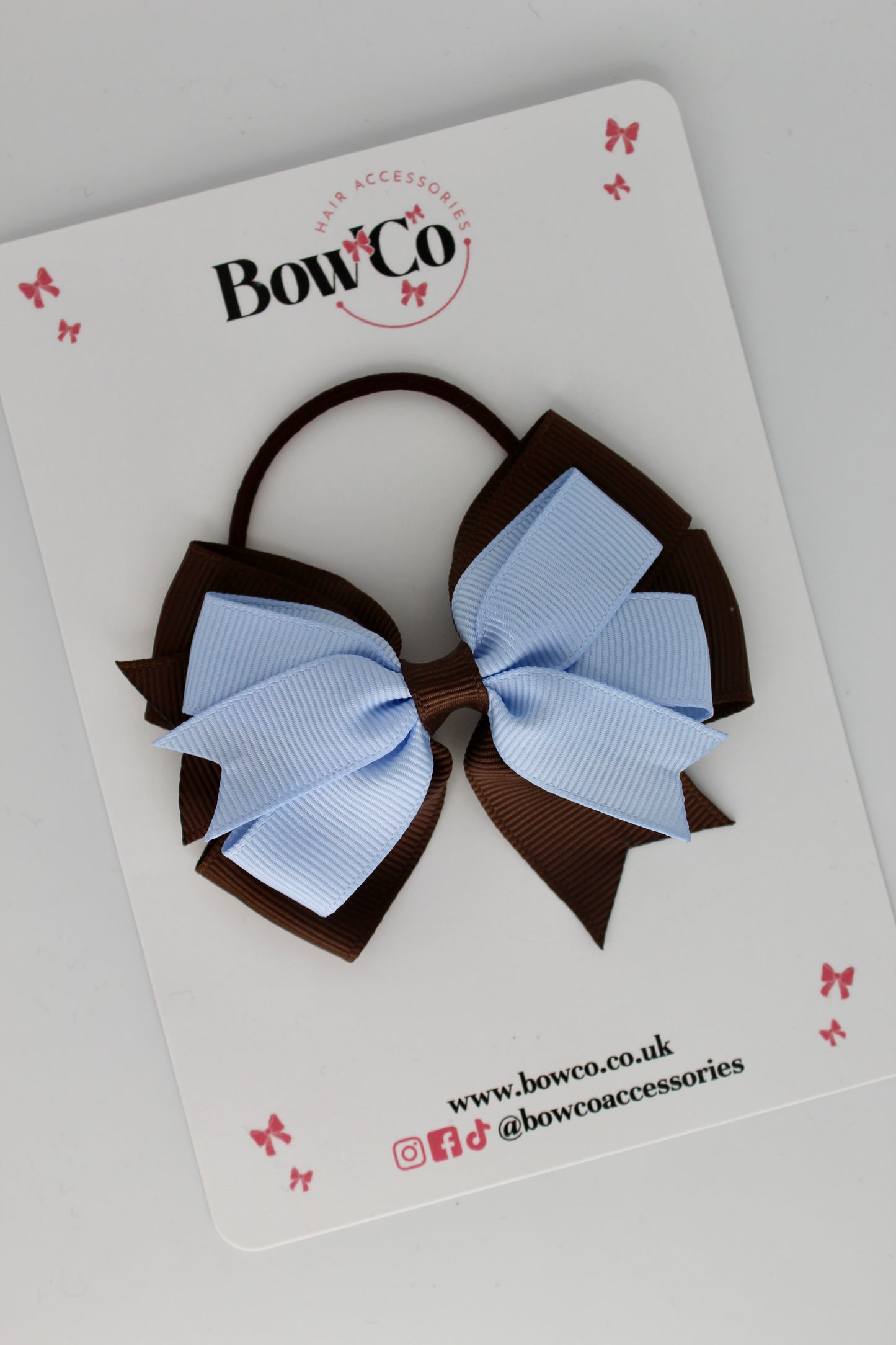 Bluebell and Brown - Double Tail Bow - Elastic