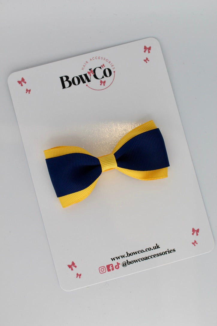 Navy and Yellow Gold - Tuxedo Bow - Elastic