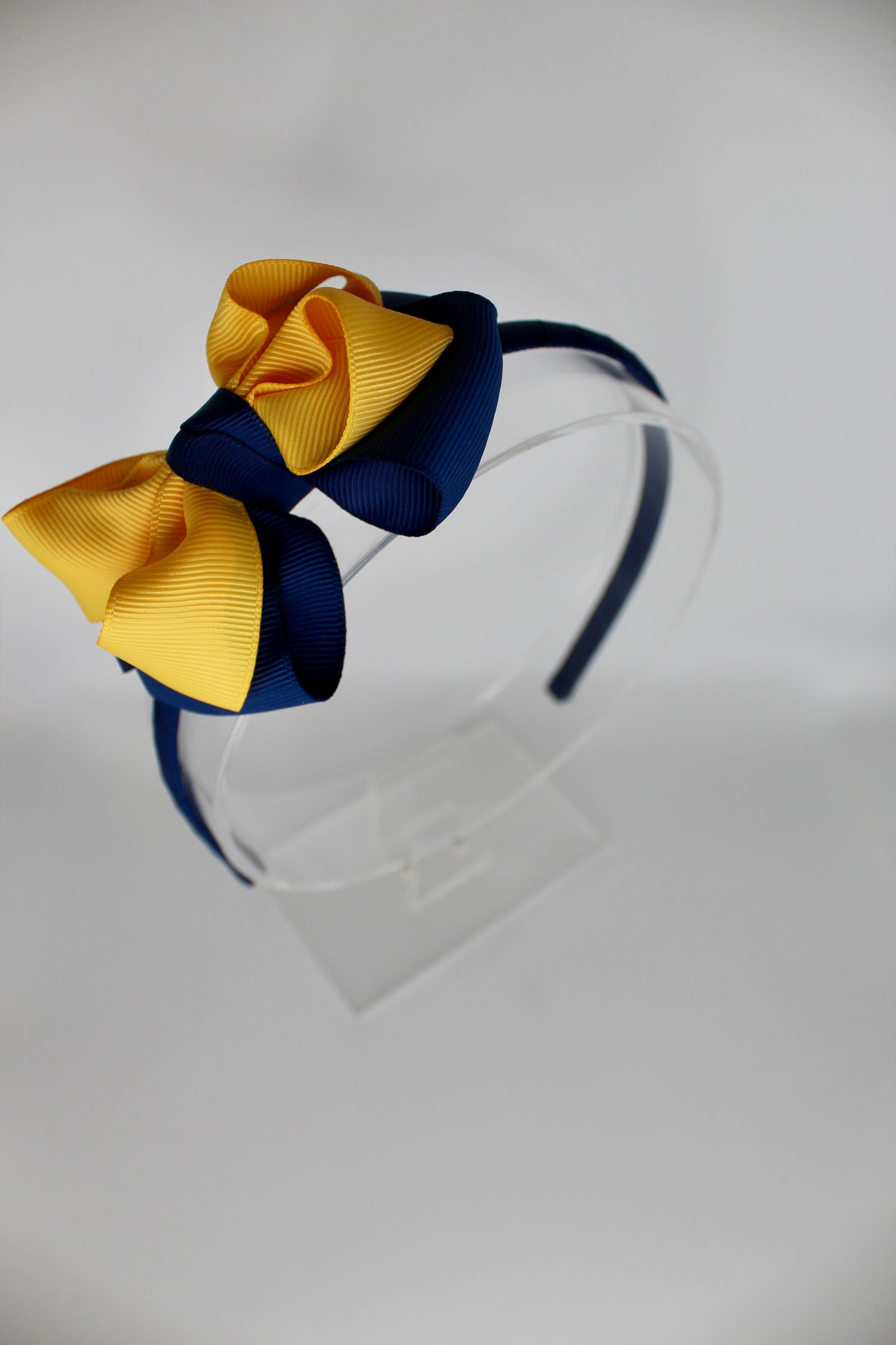 Double Loop Hair Band - Navy Blue and Yellow Gold