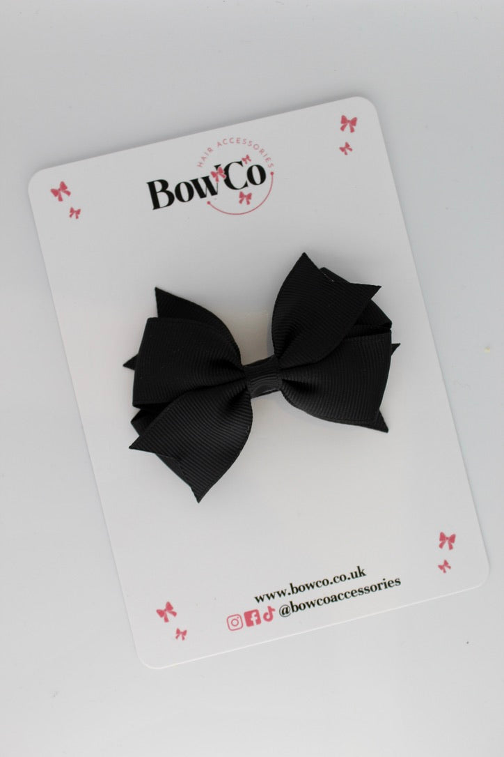 Black - Layer Tail Bow - Clip