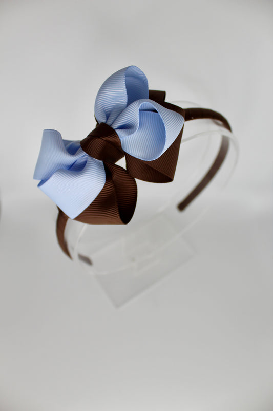 Double Loop Hair Band - Bluebell and Brown