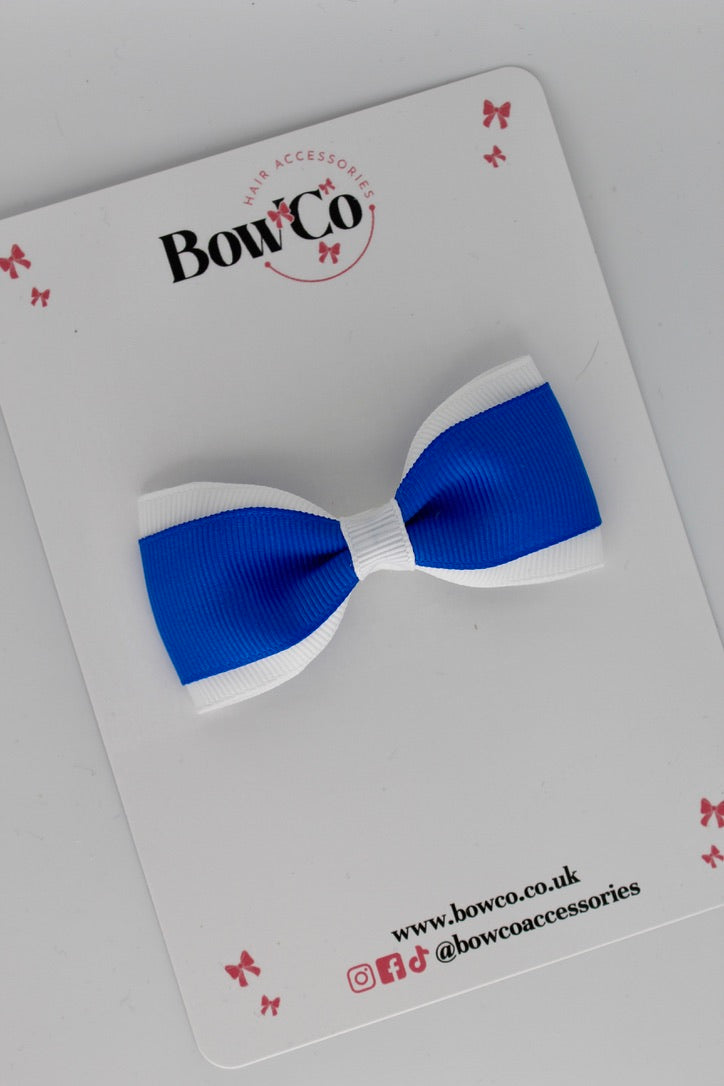 Royal Blue and White - Tuxedo Bow - Clip