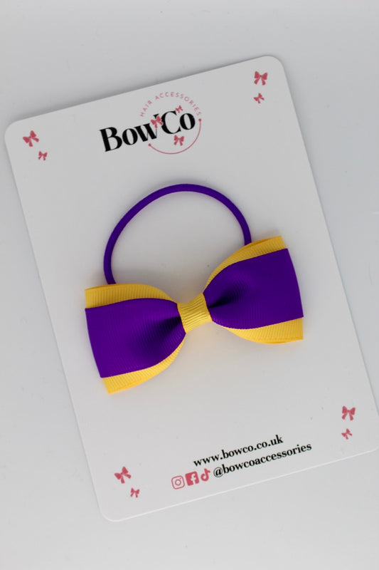 Purple and Yellow Gold - Tuxedo Bow - Elastic