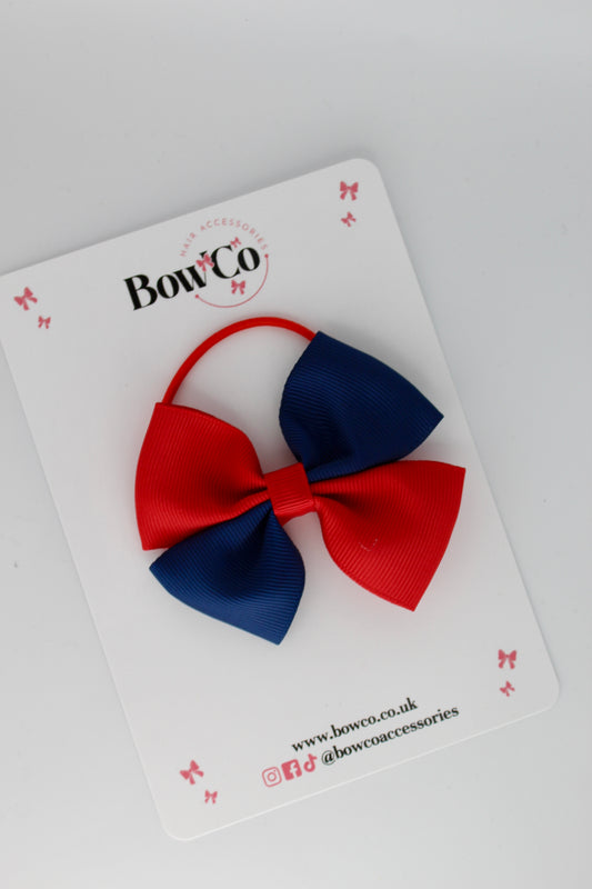 Red and Navy Blue - Twist Bow - Elastic