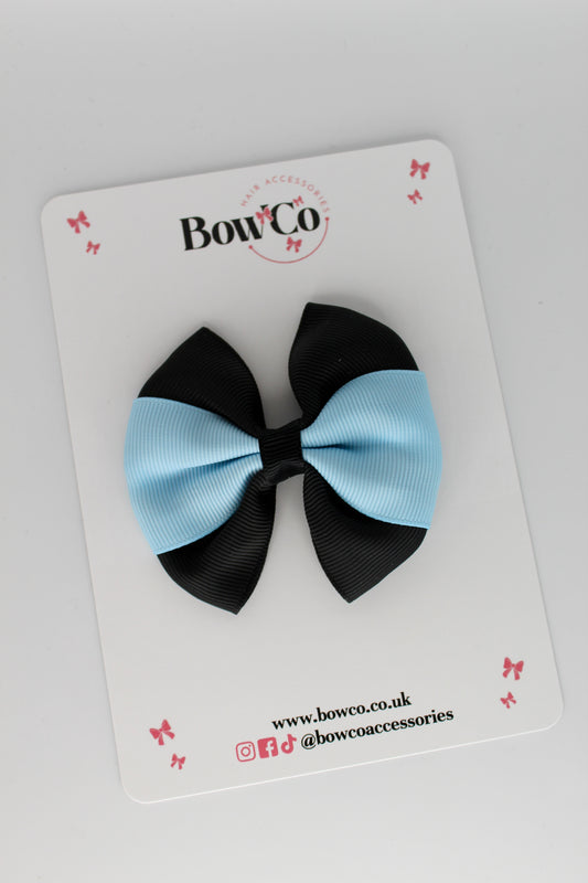 Black and Blue Topaz Round Tuxedo Bow