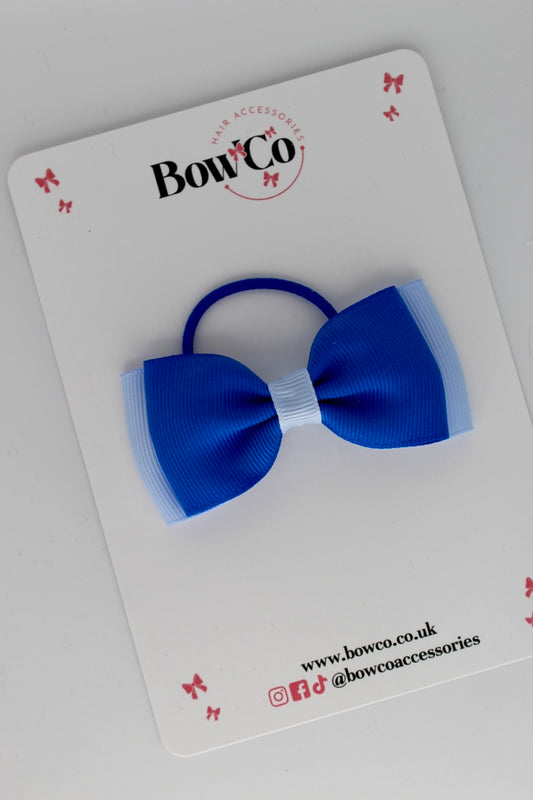 Royal Blue and Bluebell - Double Lapel Bow - Elastic