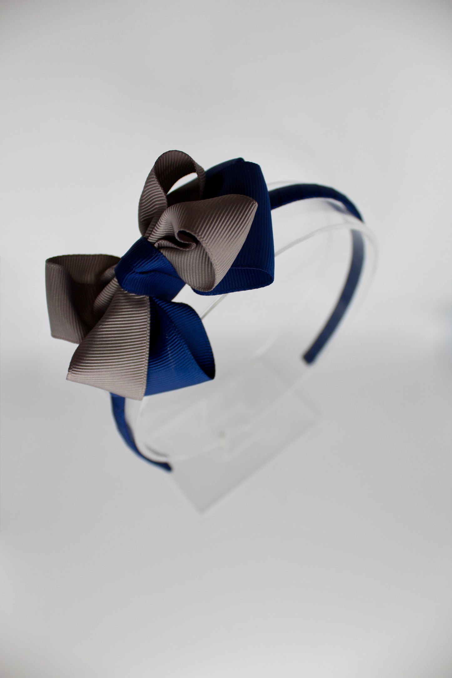 Double Loop Hair Band - Navy Blue and Metal Grey