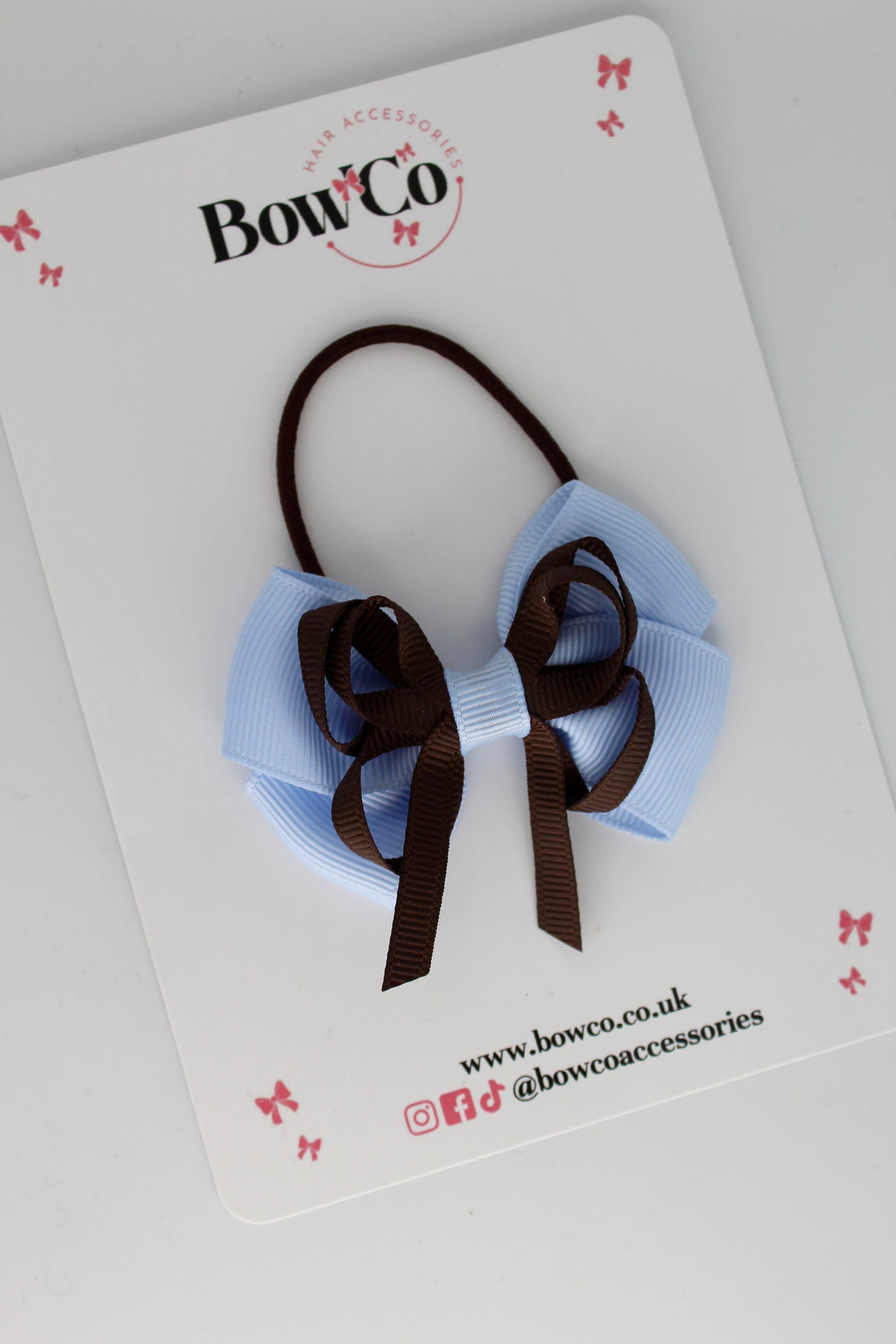 Bluebell and Brown - Double Bow - Elastic