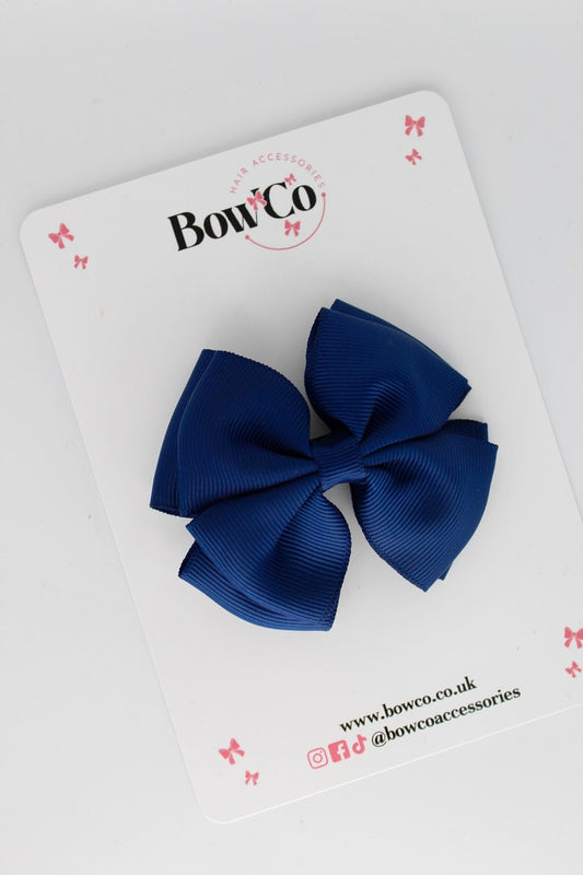 Navy Blue - Double Layer Bow - Clip