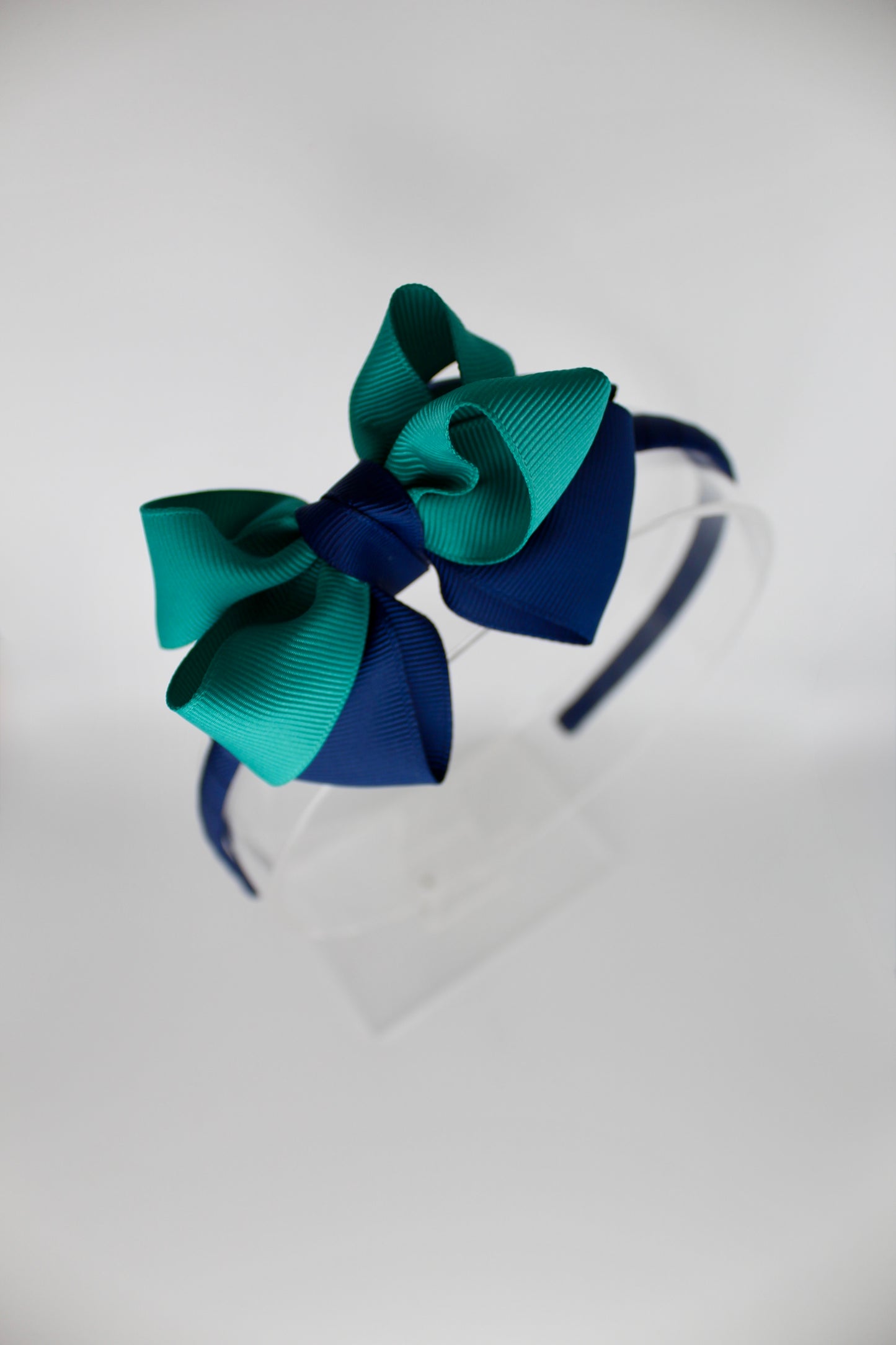 Double Loop Hair Band - Jade Green and Navy Blue