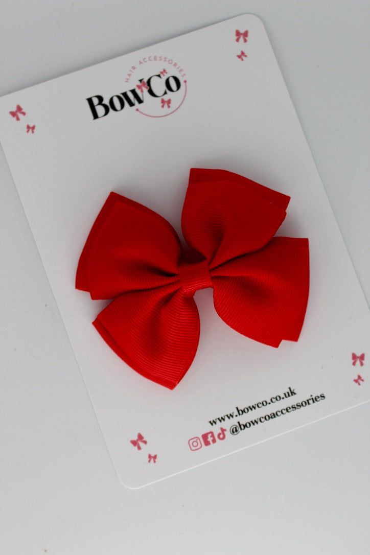 Red - Double Layer Bow - Clip