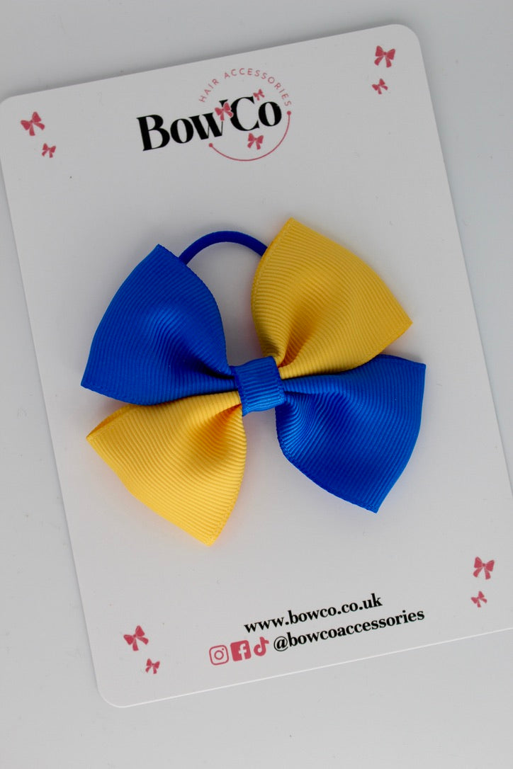 Royal Blue and Yellow Gold - Twist Bow - Elastic