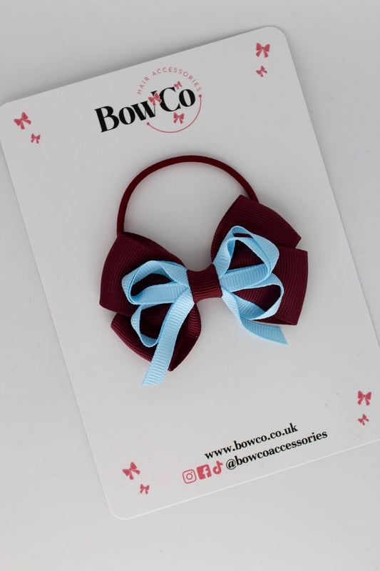 Double Bow - Elastic - Burgundy and Blue Topaz