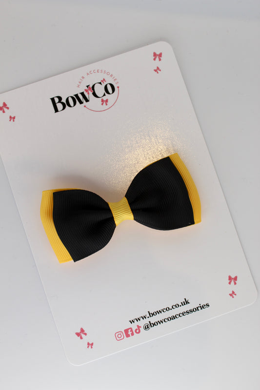 Black and Yellow Gold - Double Lapel Bow - M/L - Clip