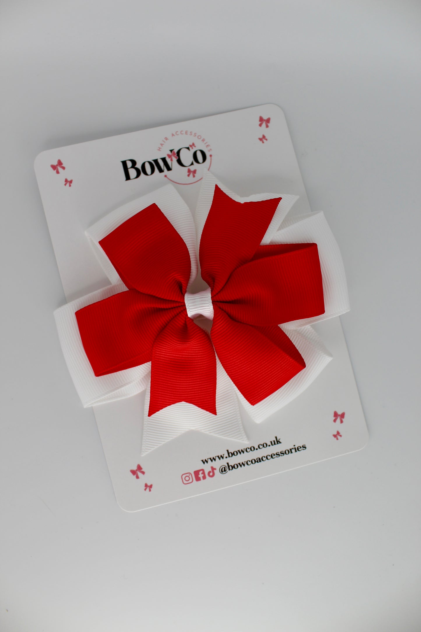 Pinwheel Bow Clip - Red and White