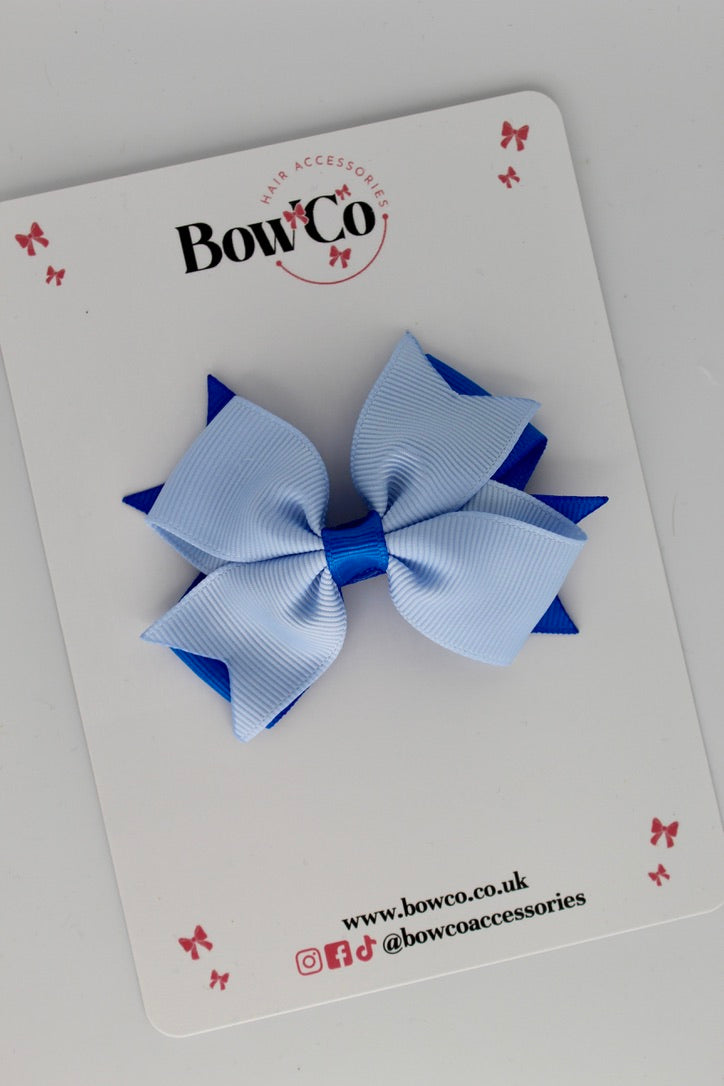 Royal Blue and Bluebell - Layer Tail Bow - Clip