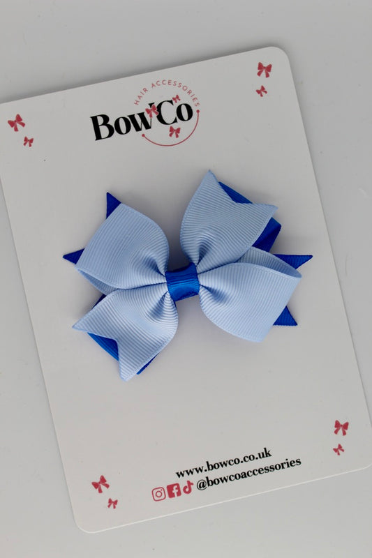 Royal Blue and Bluebell - Layer Tail Bow - Clip