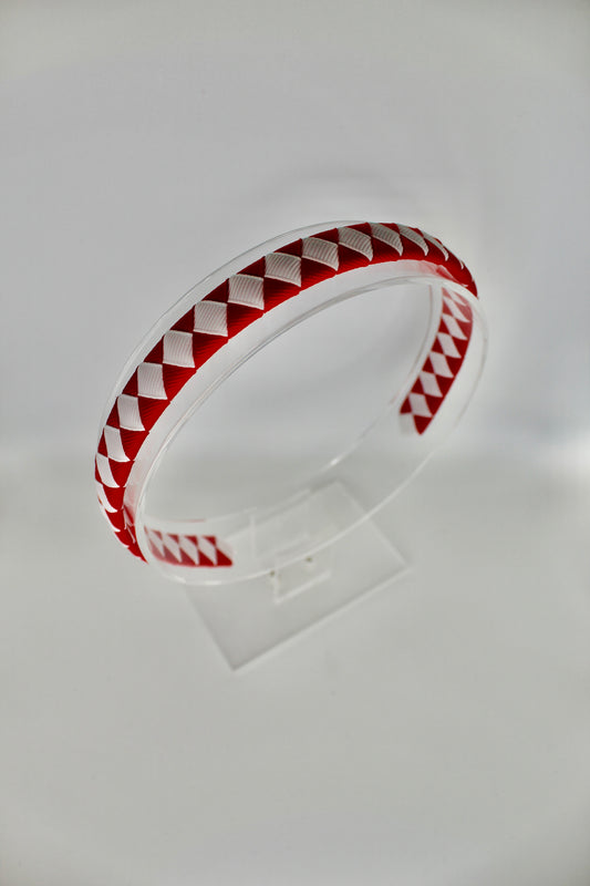 Pleated Red and White Hair Band