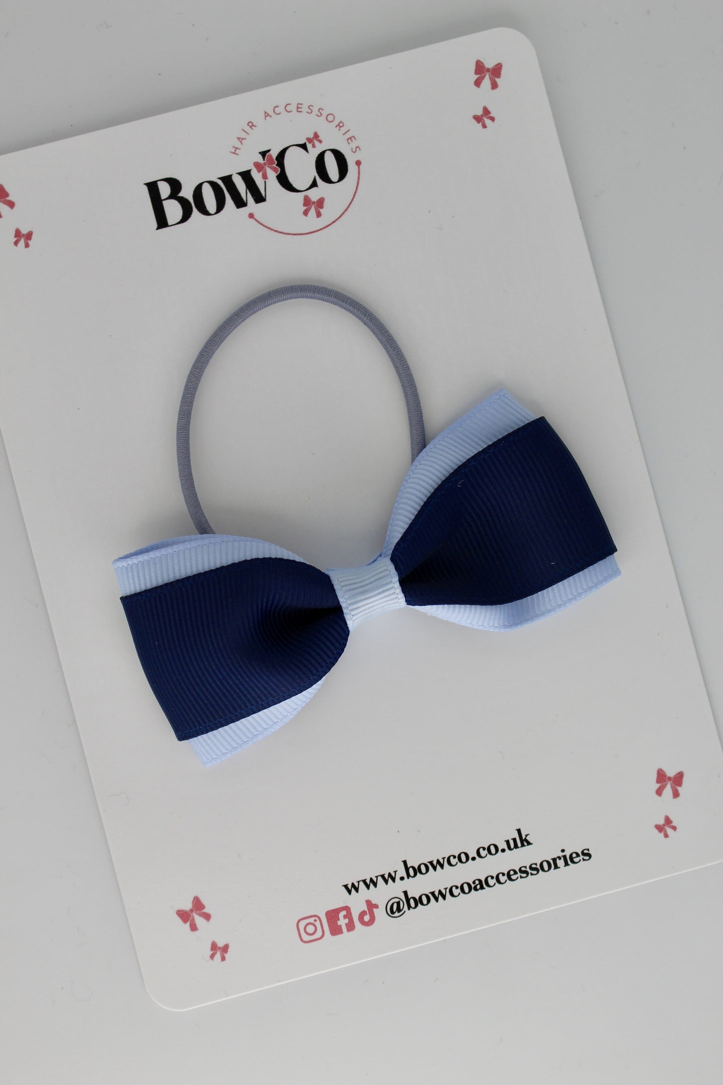 Navy and Bluebell - Tuxedo Bow - Elastic