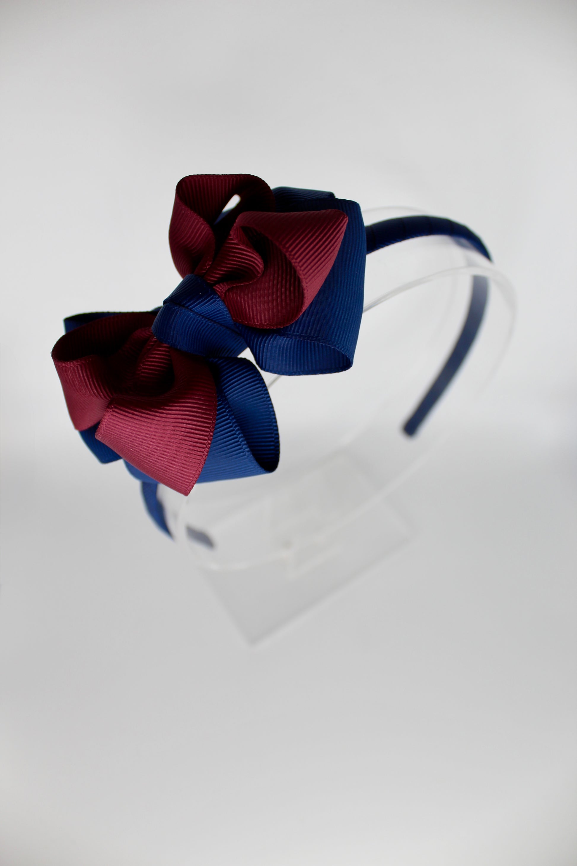 Double Loop Hair Band - Navy and Burgundy