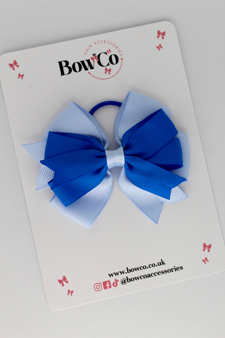 Royal Blue and Bluebell - Double Tail Bow - Elastic