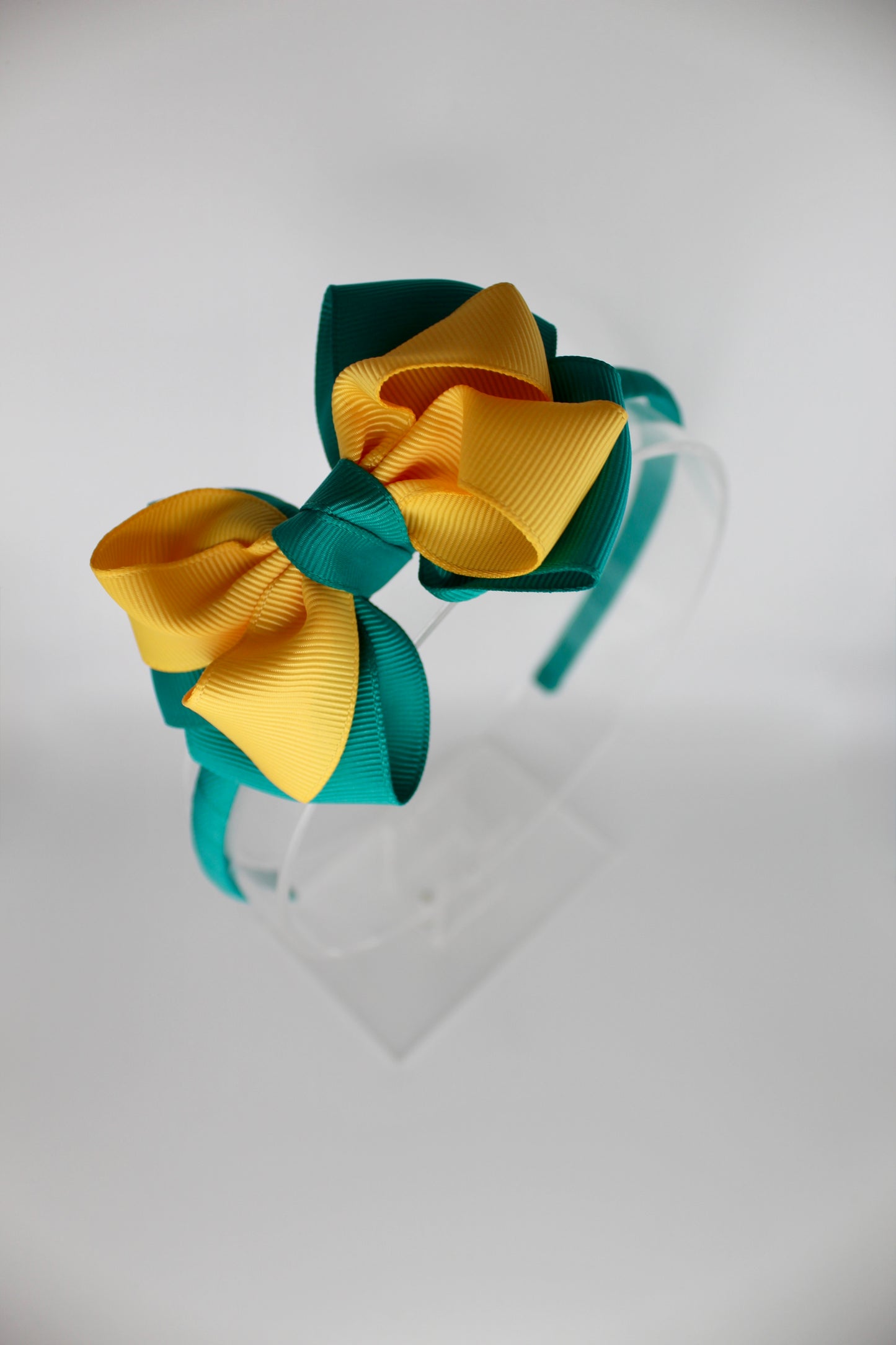 Double Loop Hair Band - Jade Green and Yellow Gold