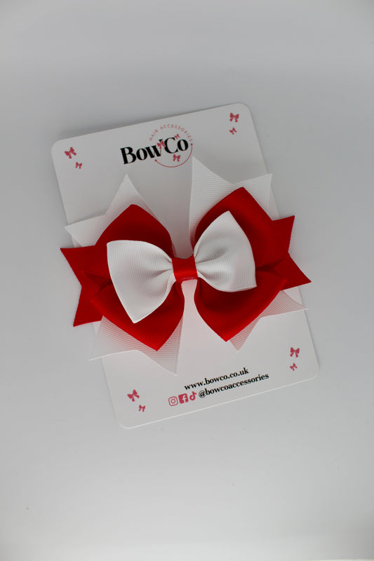 Layer Bow - Clip - Red and White