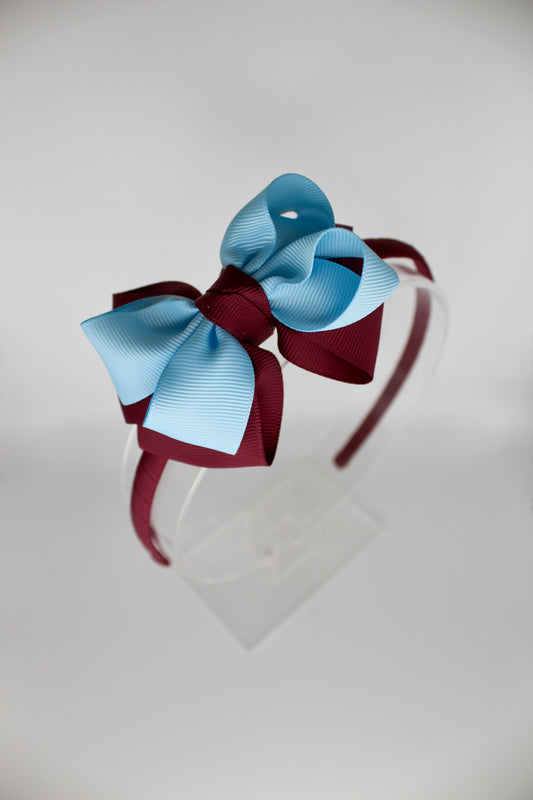 Double Loop Hair Band - Burgundy and Blue Topaz