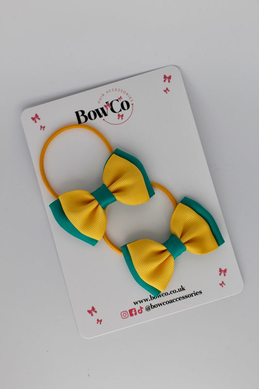 Jade Green and Yellow Gold - Double Bow Set - Elastic