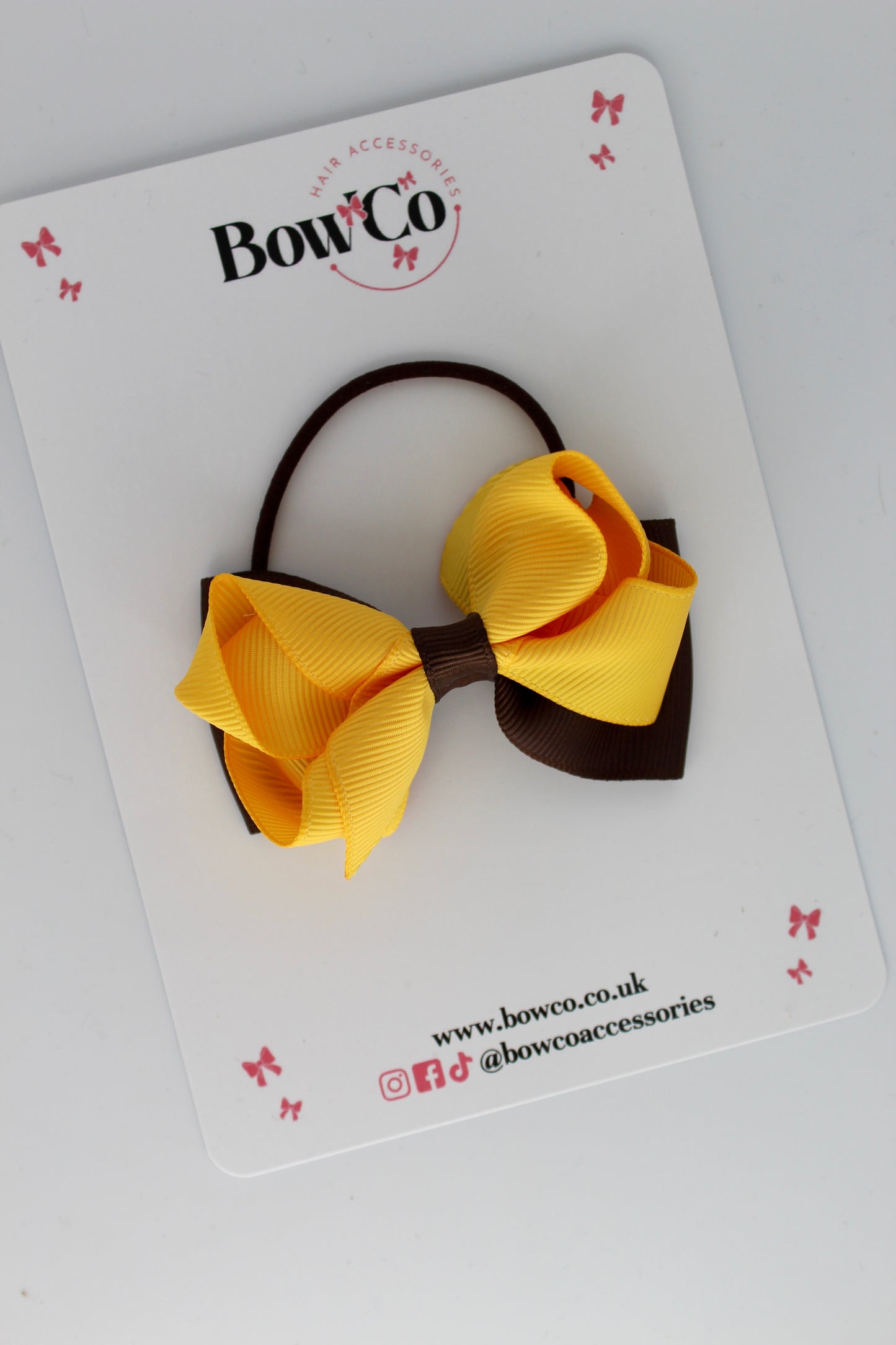 Brown and Yellow Gold - Ruffle Bow - Elastic