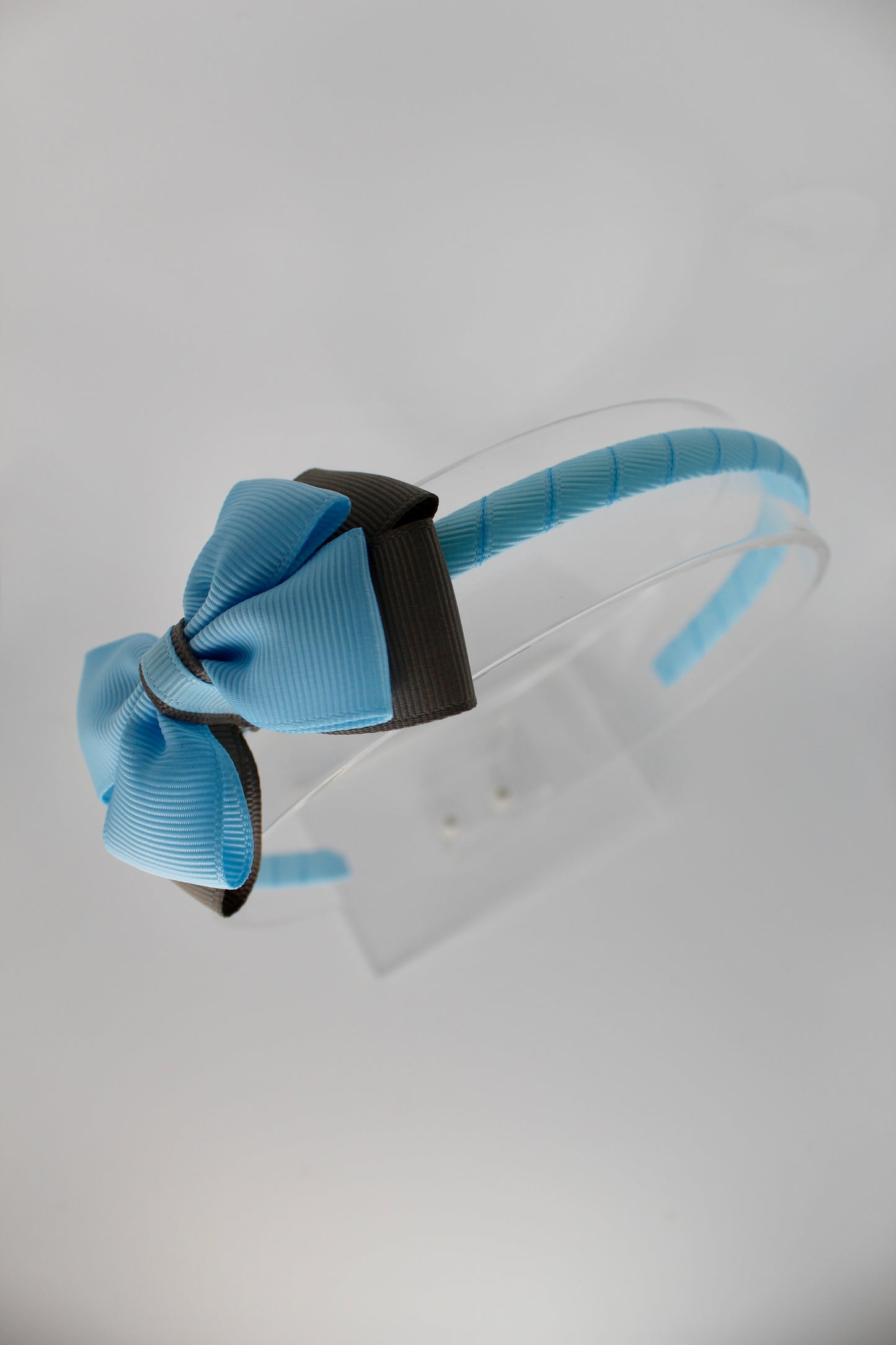 Bow Hairband - Blue Topaz and Metal Grey