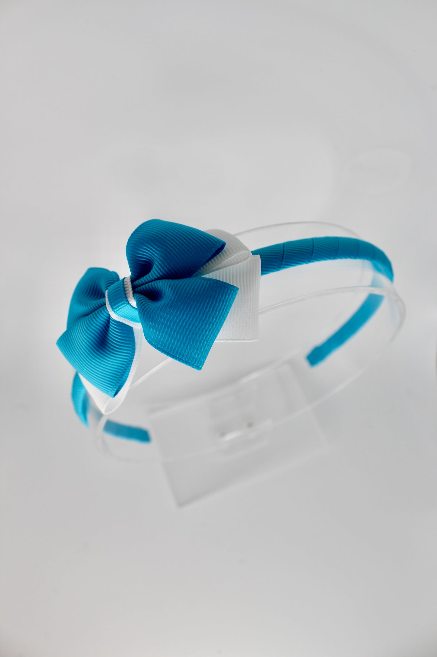 Bow Hairband - Turquoise and White