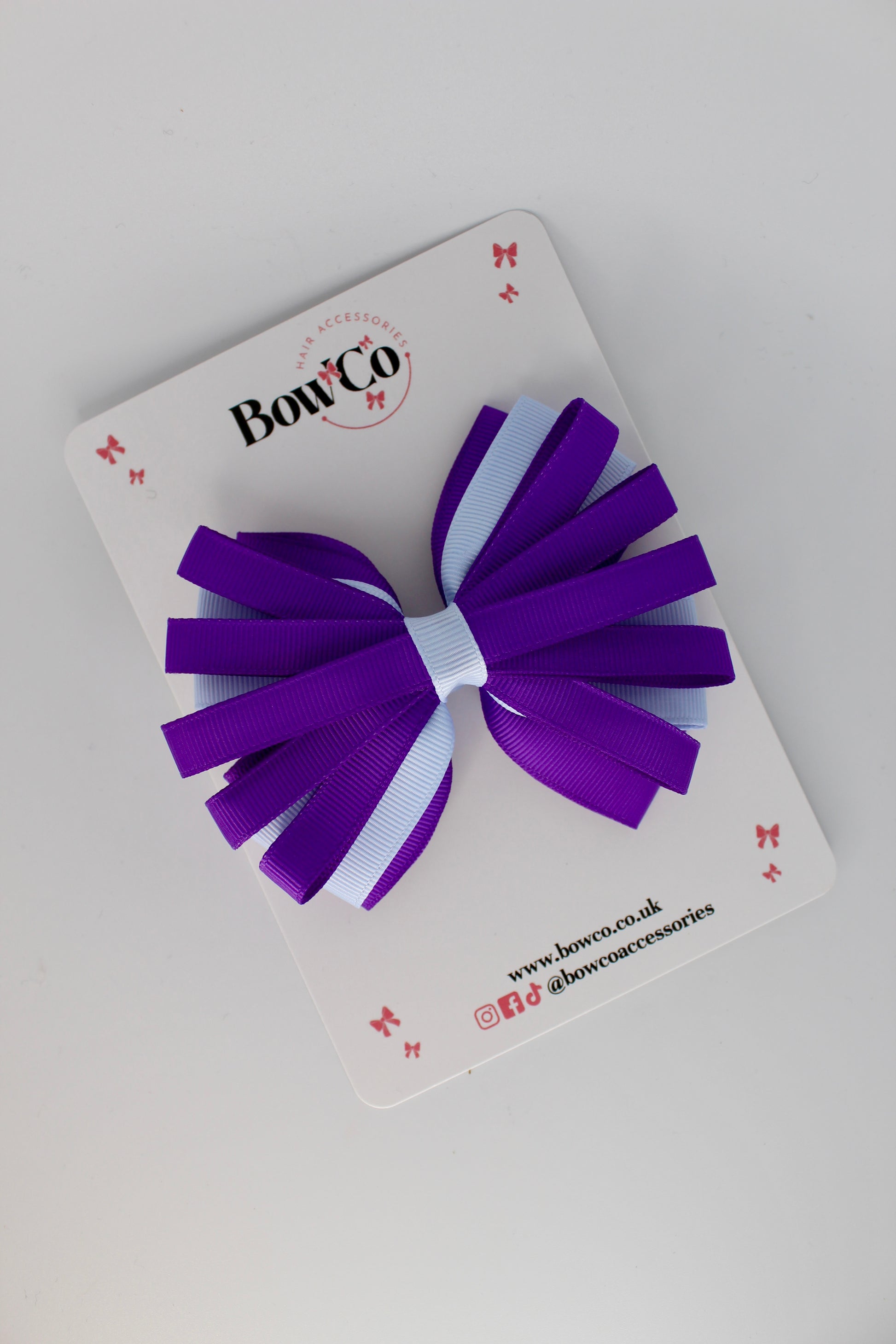 4 Inch Spiral Bow - 4 Inches - Clip - Purple and Bluebell