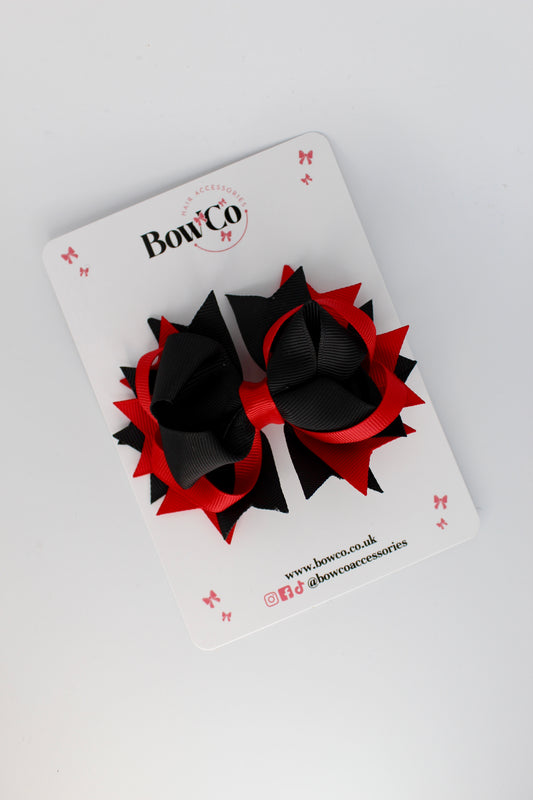 Red and Black Loopy Stacked Bow