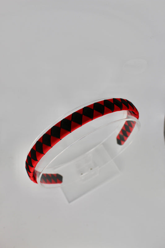Pleated Red and Black Hairband