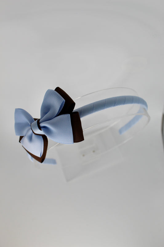 Bow Hair Band - Bluebell and Brown