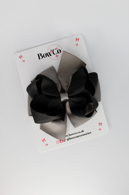 4.5 Inch Double Bow - Clip - Black and Metal Grey