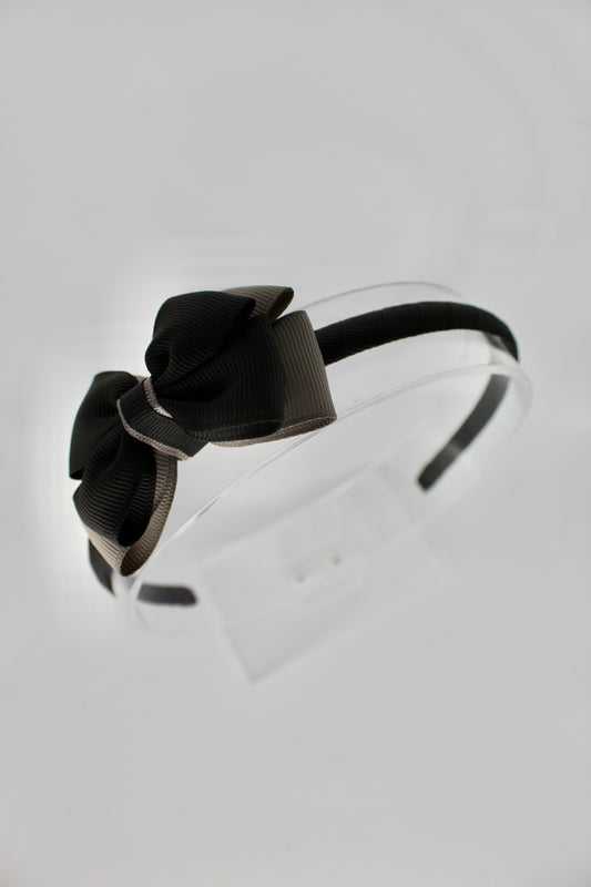 Bow Hairband - Black and Metal Grey