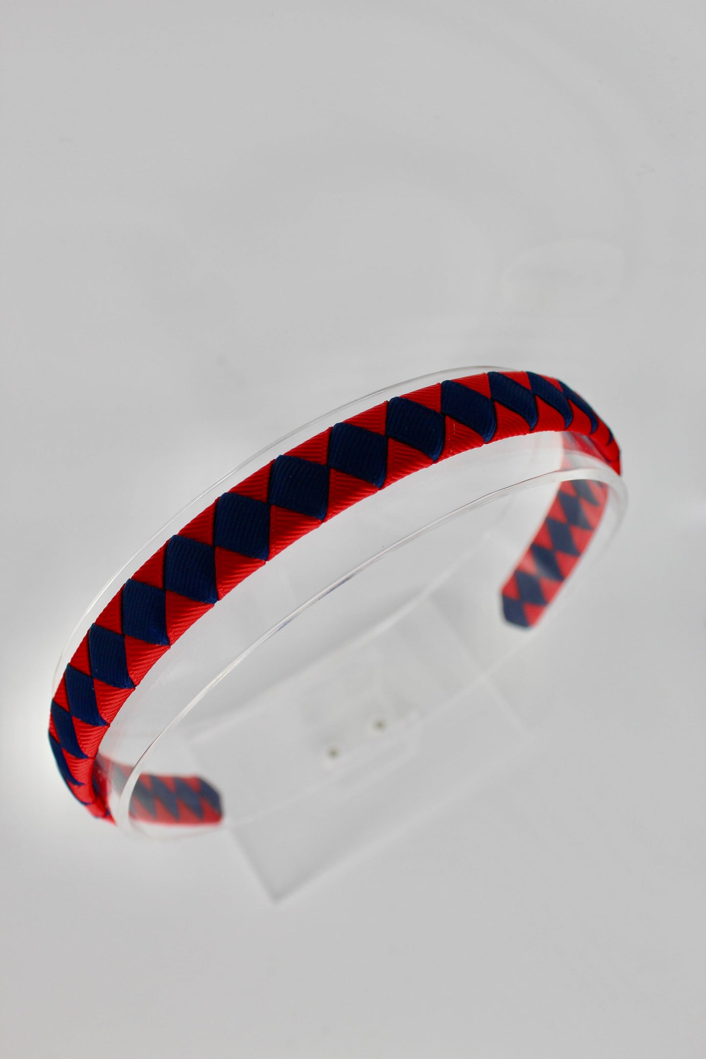 Pleated Red and Navy Blue Hairband