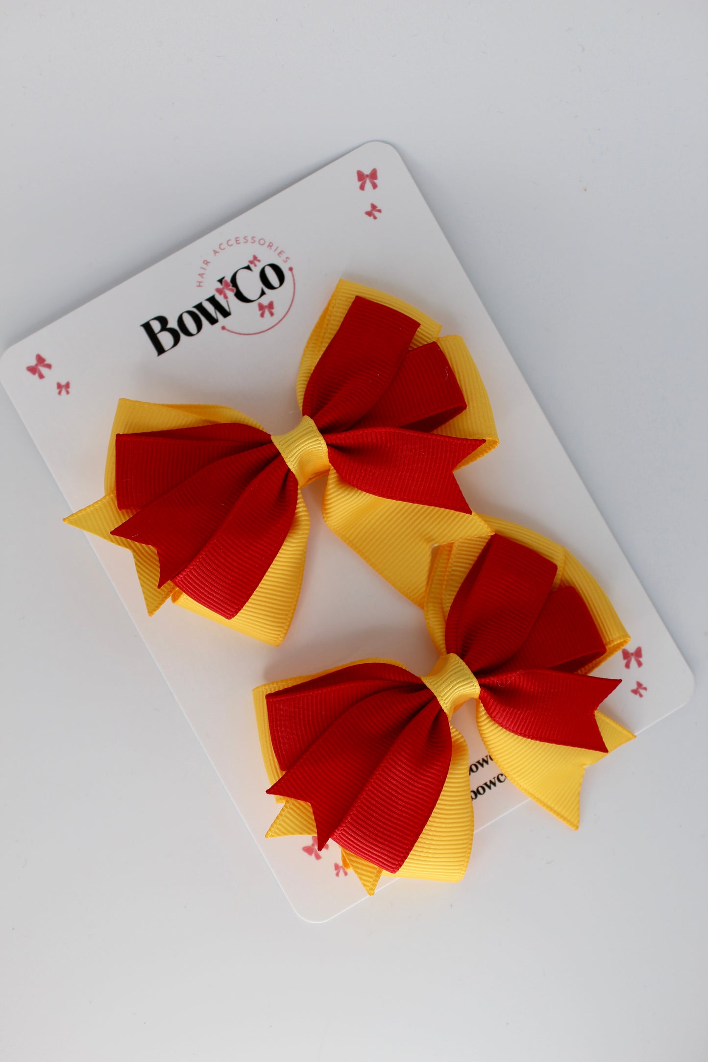 Red and Yellow Gold - Double Tail Bow Set - Clip