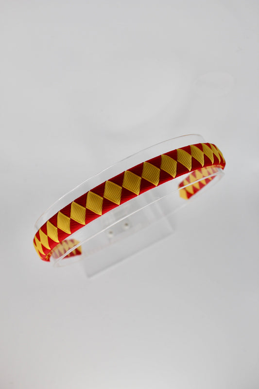 Pleated Red and Yellow Gold Hairband